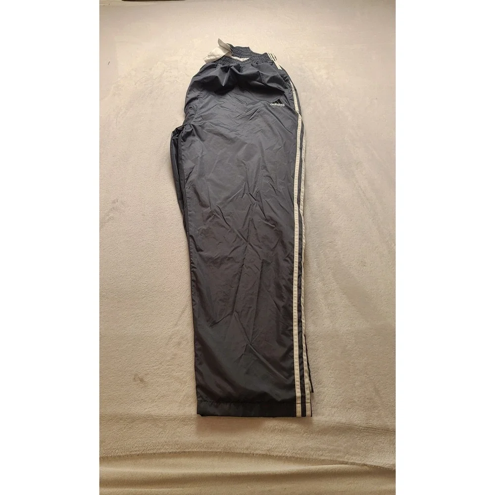 Adidas Vintage Wind Pants Gray White Stripe Track‎ Pants Men's XL  Nylon